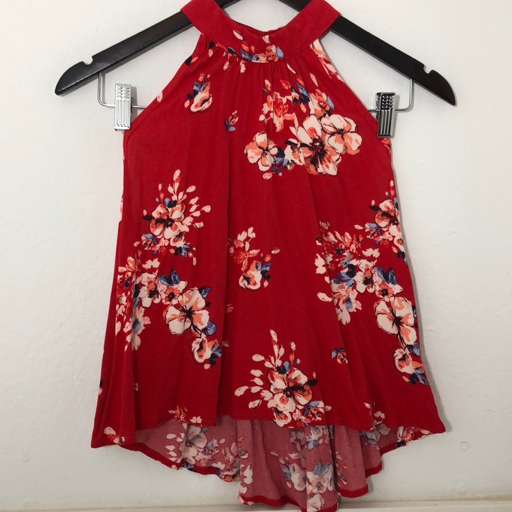 Beautiful red floral womens top